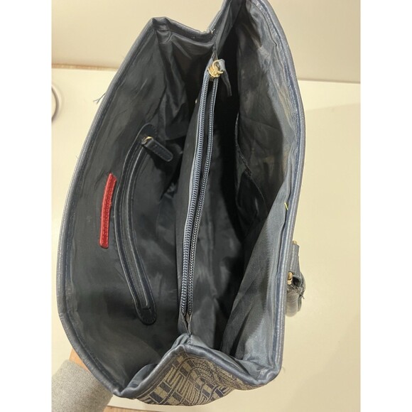 Tommy Hilfiger Women's Navy Blue & Gray Logo Tote Bag Handbag Purse - Picture 3 of 11